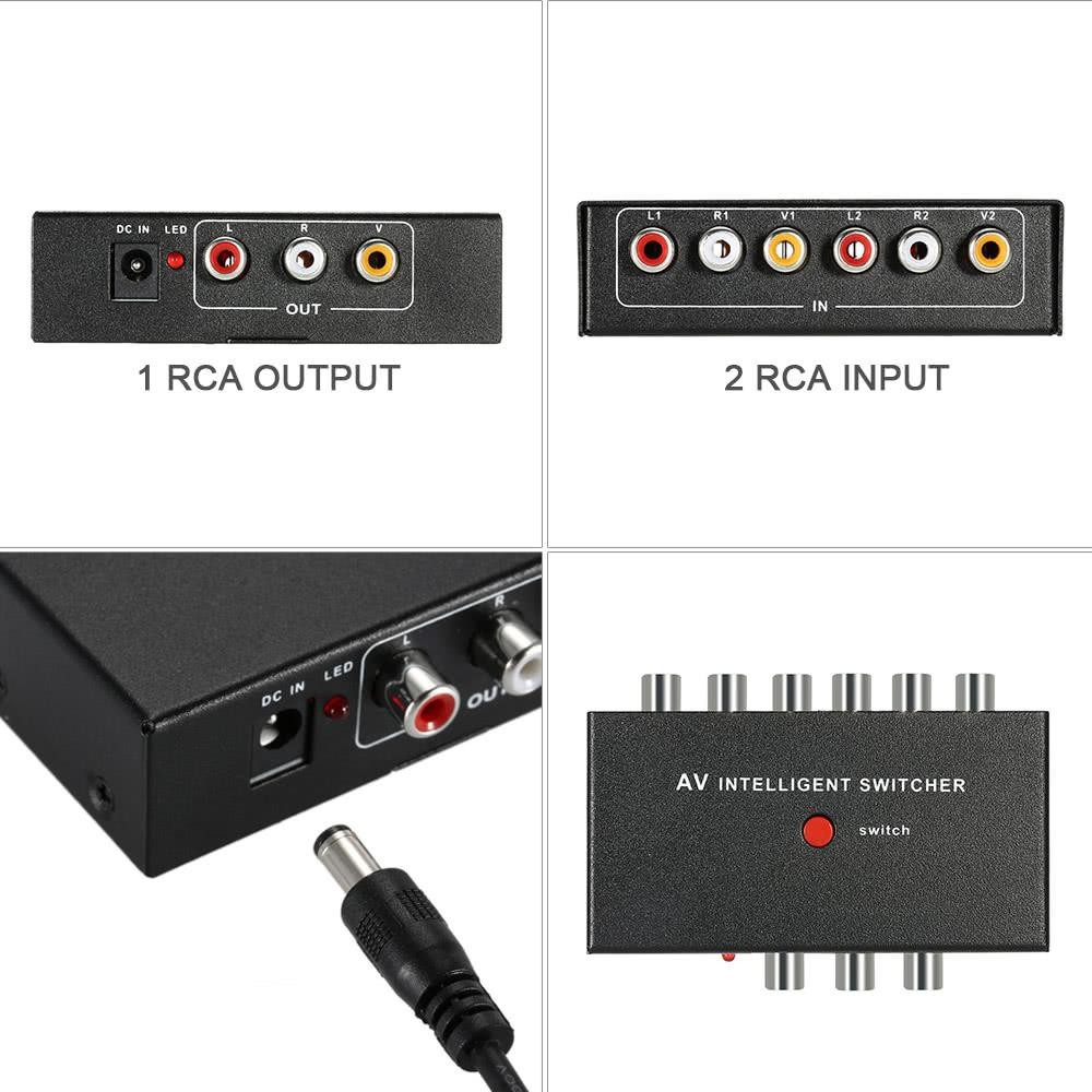 iKKEGOL&reg; Audio Video RCA 3 Port  Way Selector Switcher with AV Cable