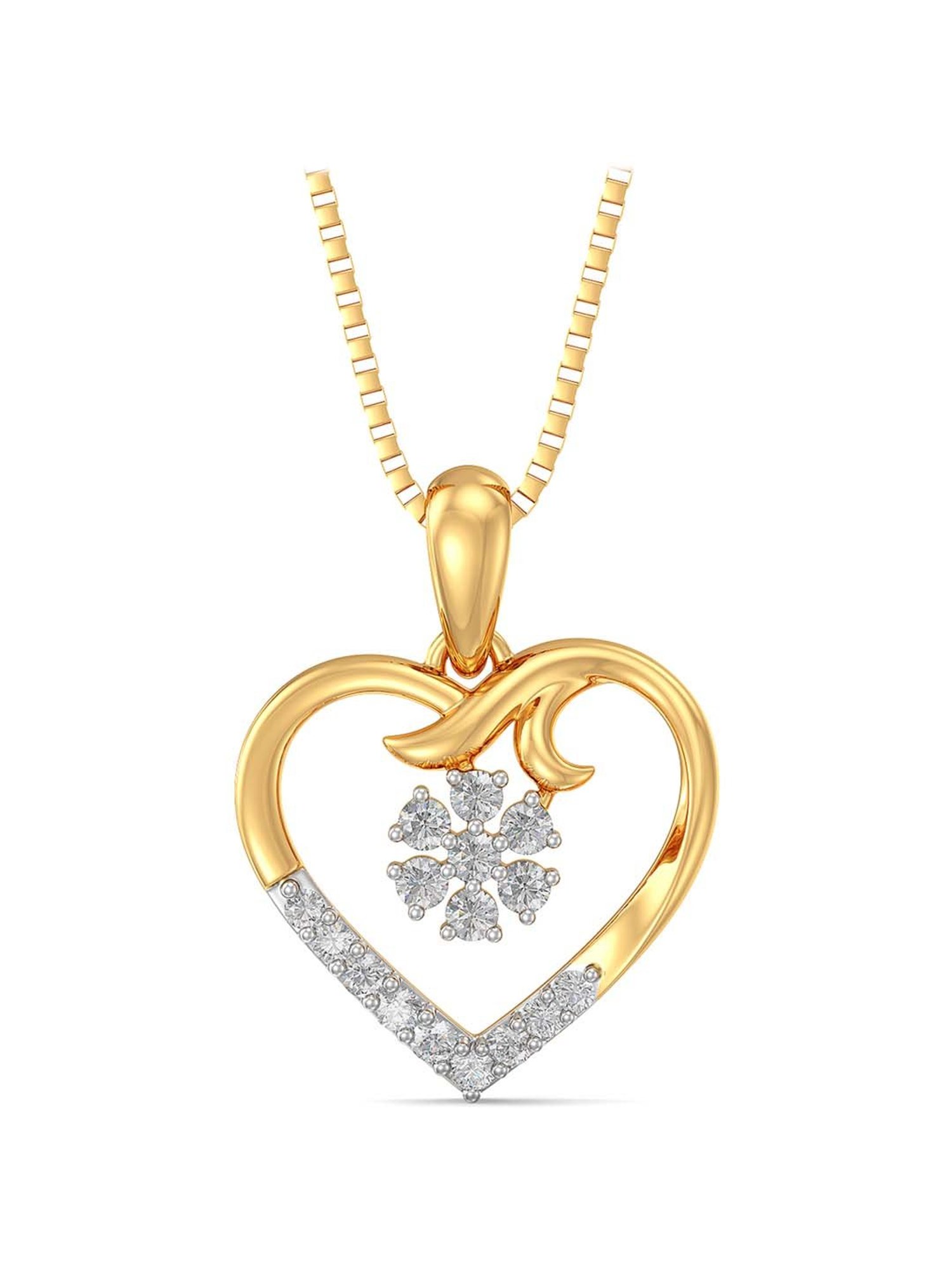 Mia by Tanishq Dual Radiance 18k Gold & Diamond Pendant with Chain