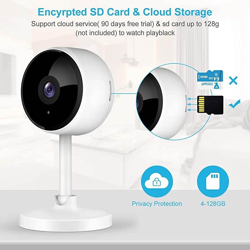 Home Security Camera  1080P FHD Indoor WiFi Wireless Camera with 2Way Audio Night Vision Motion Detection for PetElderBaby Monitor Cloud Storage and MicroSD Support Not Included
