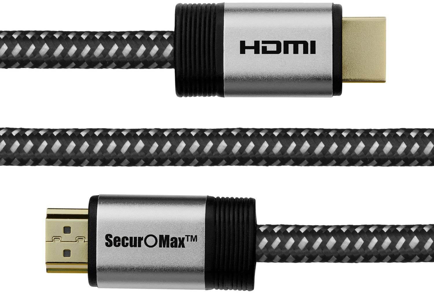 SecurOMax HDMI Cable (4K 60Hz HDCP 2.2 HDR 18Gbps) with Braided Cord 3 Feet