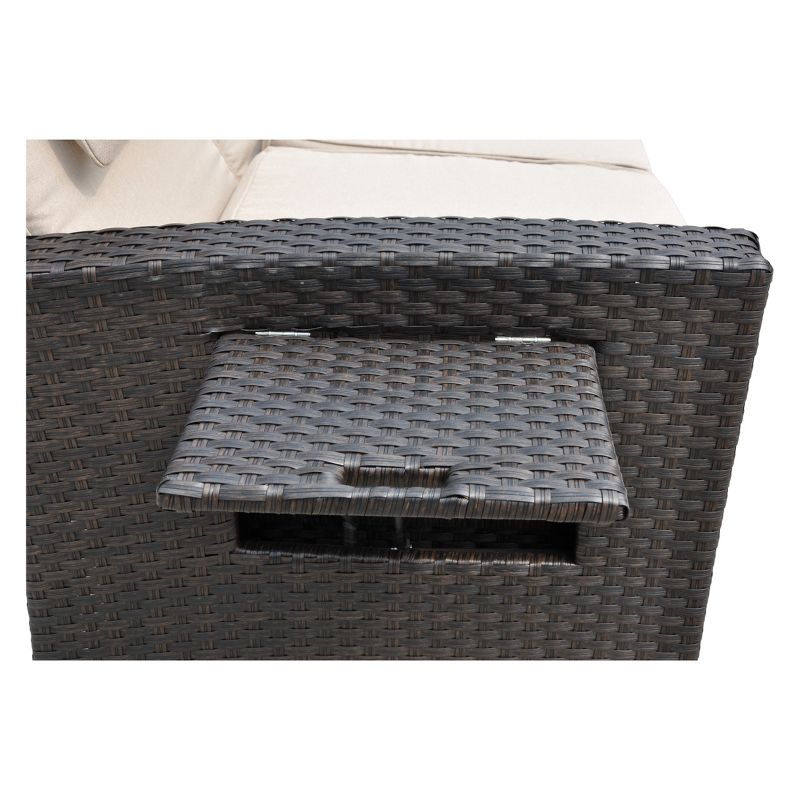 Miranda Outdoor Loveseat To Daybed Combo with Cushions - Taupe - Courtyard Casual