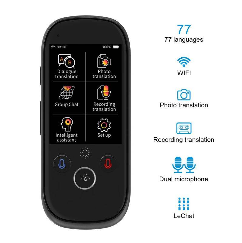 boeleo K1 Pro Smart Voice Translator Device with 2.4 Inch TouchScreen WiFi/Hotspot Connection/Offline Support 77 Languages Instant Two Way Translator Recording/Photo Camera Translation Portable for
