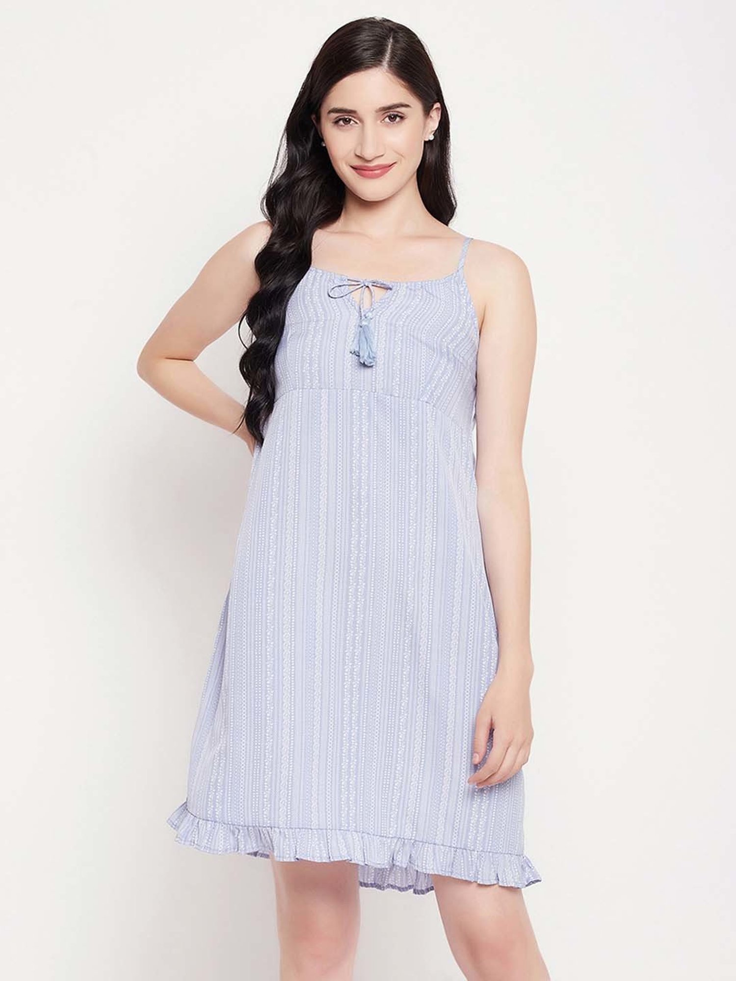 Clovia Blue Striped Beachwear