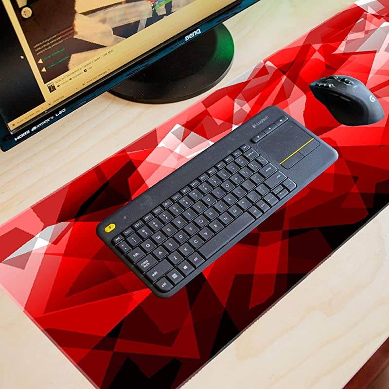 Extended Mouse Pad Large Gaming Mouse Pad 354x157x012 inch Computer Keyboard Mouse Mat NonSlip Mousepad Rubber Base and Stitched Edges for Game Players Office Study Irregular Pattern