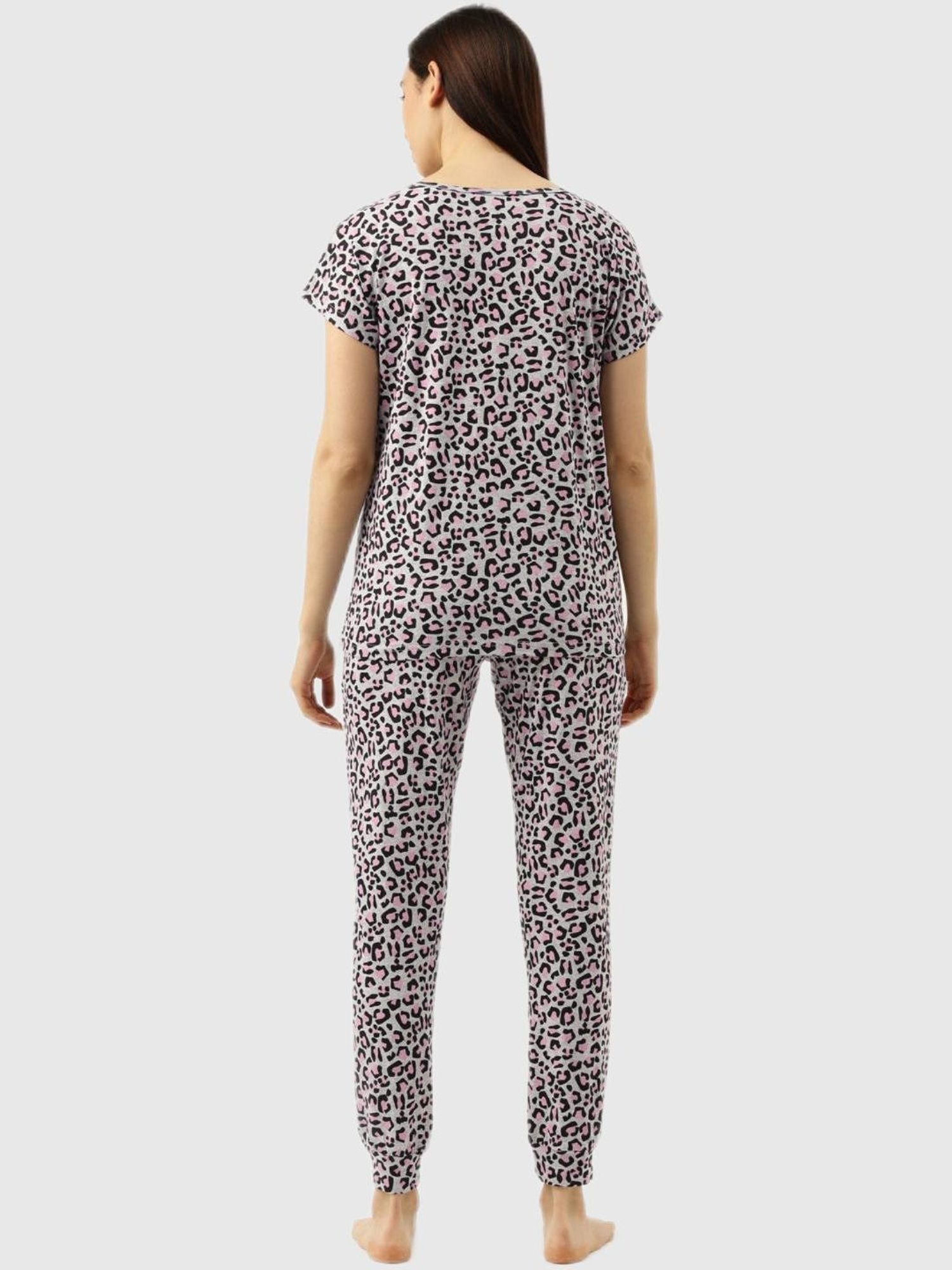 Clt.s Grey Animal Print Pajama Set