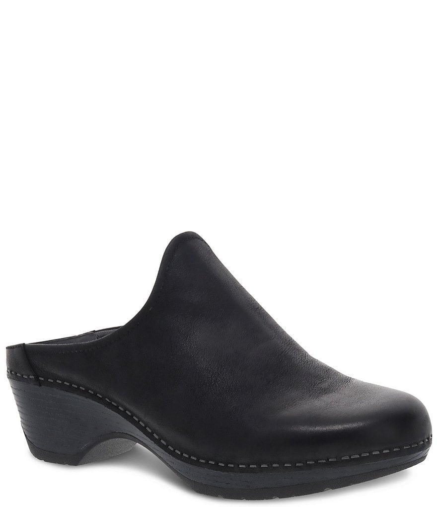 Dansko Melody Burnished Leather Slip-On Open Back Clogs