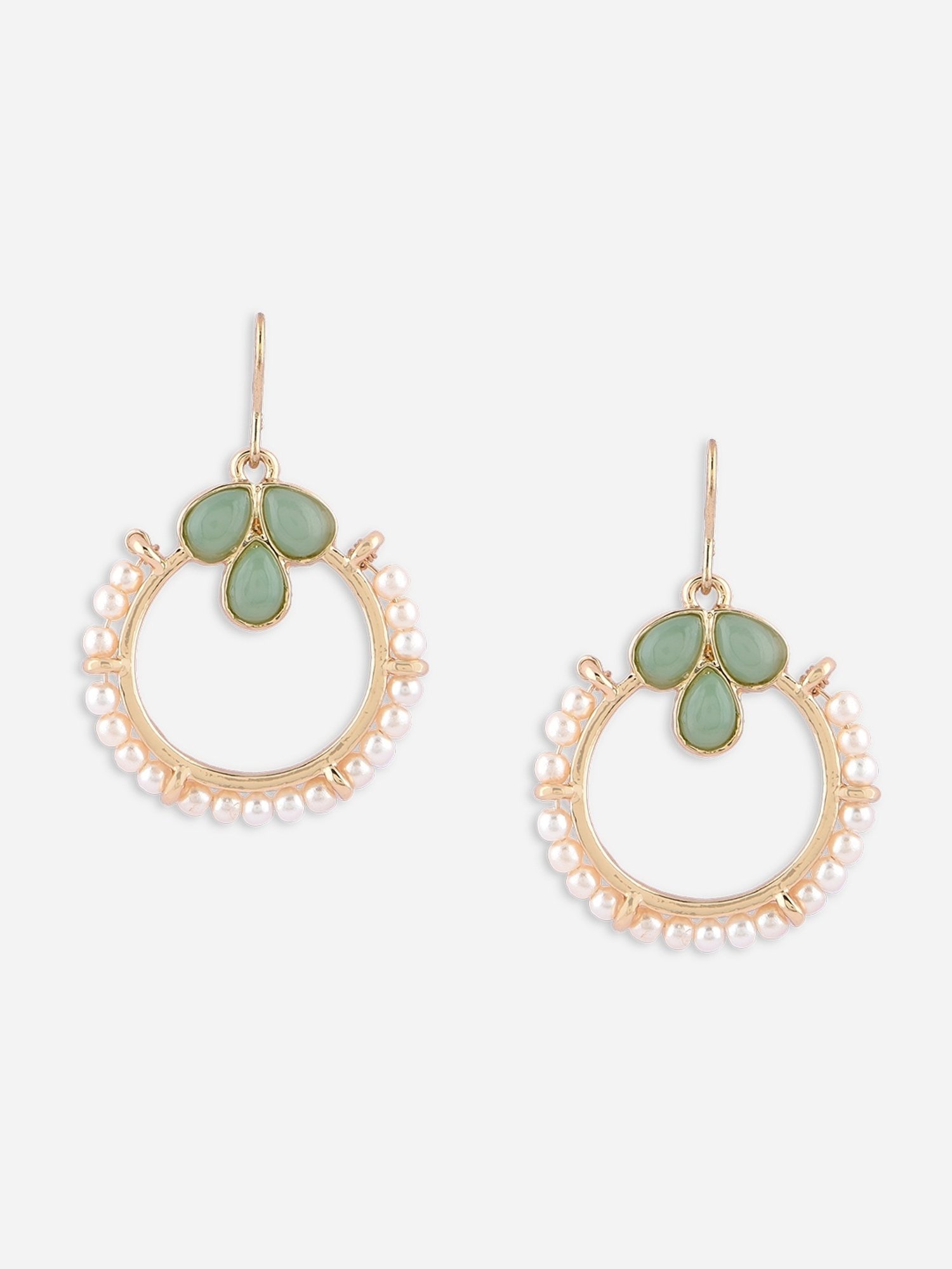 ToniQ Pearl Green Drop Earrings for Women