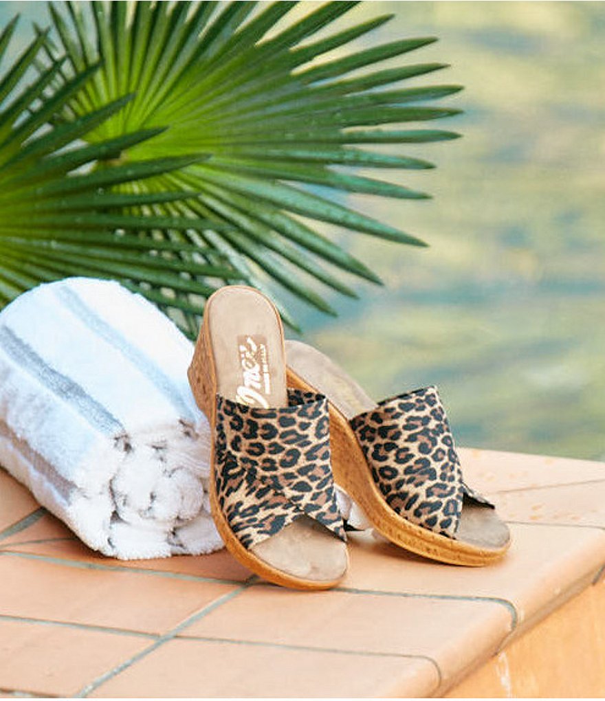Onex Christina Elastic Leopard Wedge Sandals