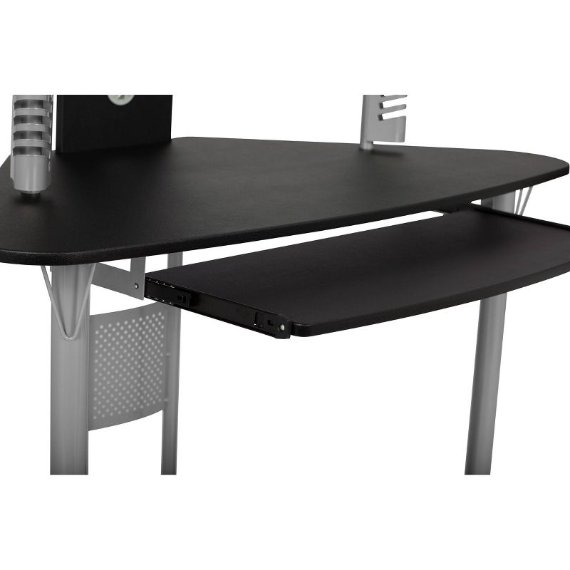 Element Corner Computer Tower With Hutch Silver/Black - Calico Designs