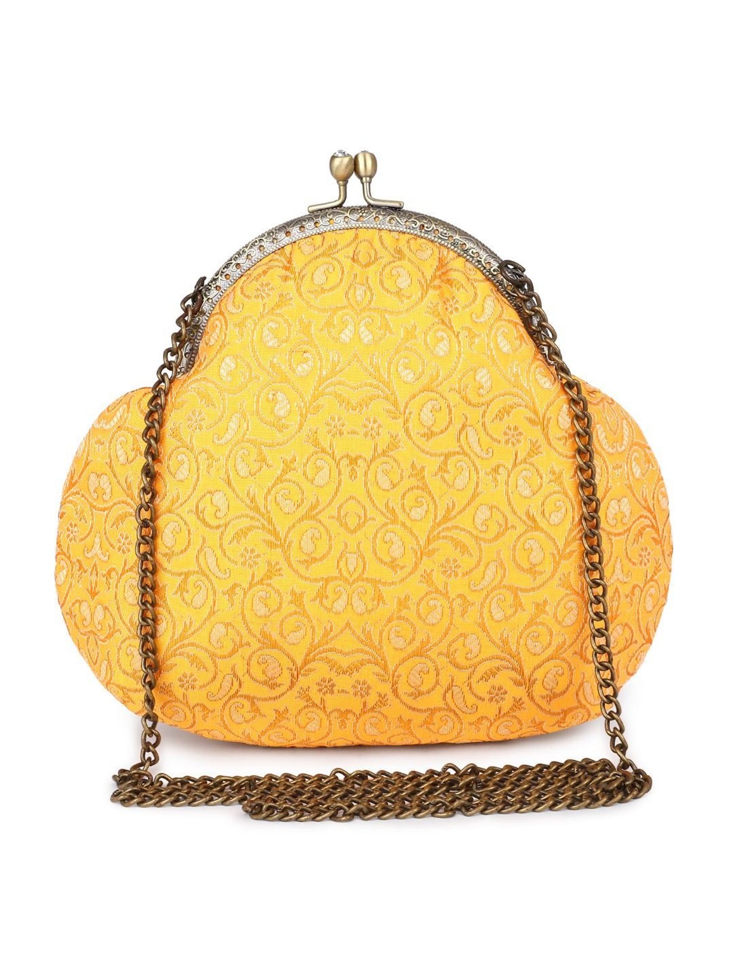 Tarini Nirula Araa Yellow Embroidered Small Clutch