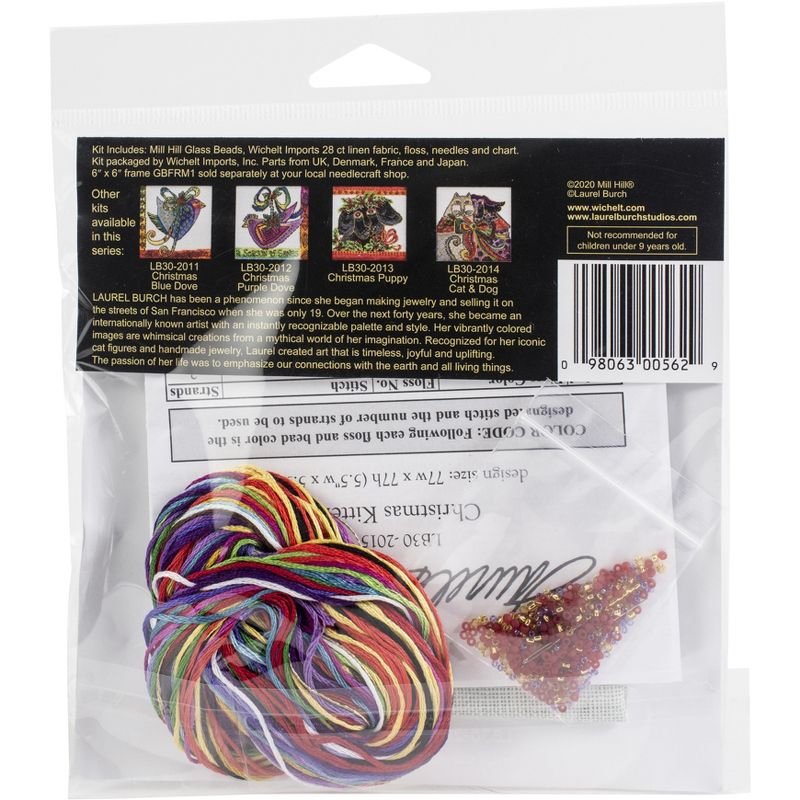 Mill Hill/Laurel Burch Counted Cross Stitch Kit 5.5"X5.5"-Christmas Kitten (28 Count)