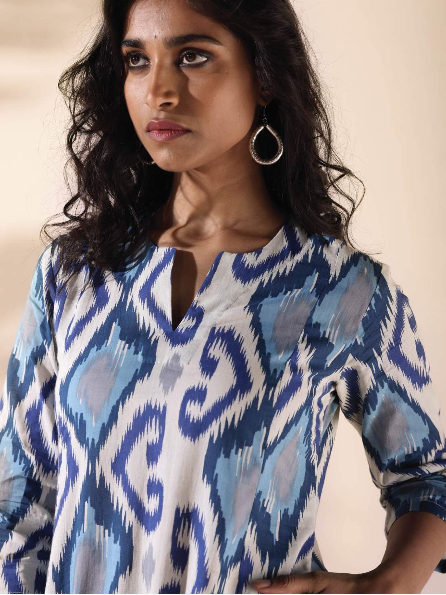 true Browns Blue Printed Tunic Pant Set