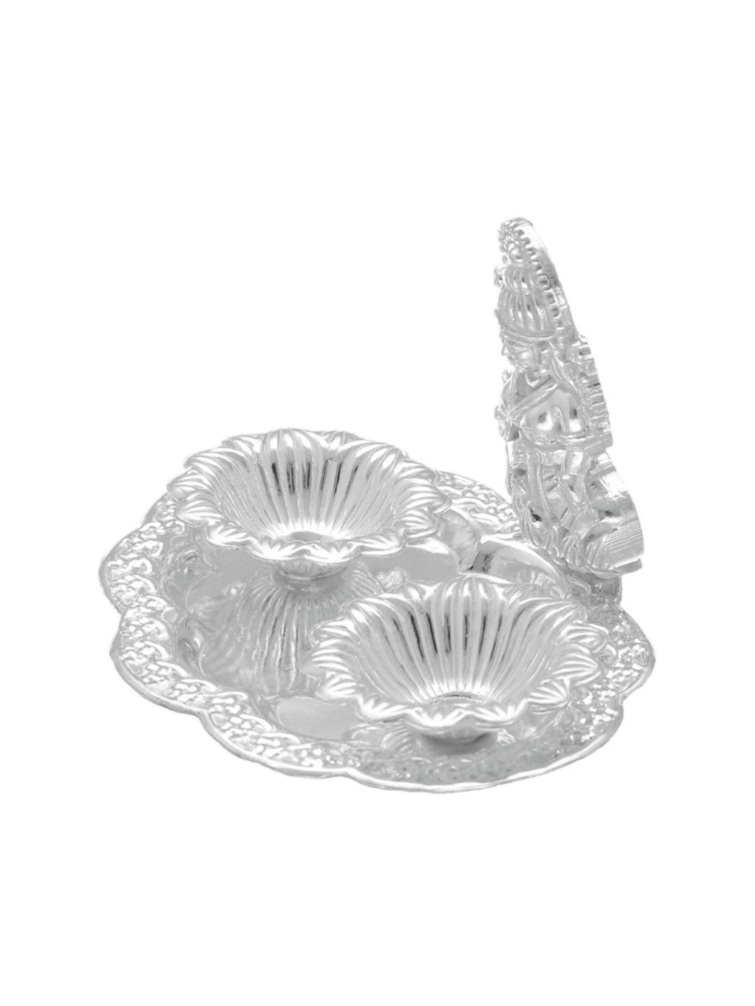 Sri Jagdamba Pearls 0.8 Silver Lakshmi Diya Thali - 40 gm