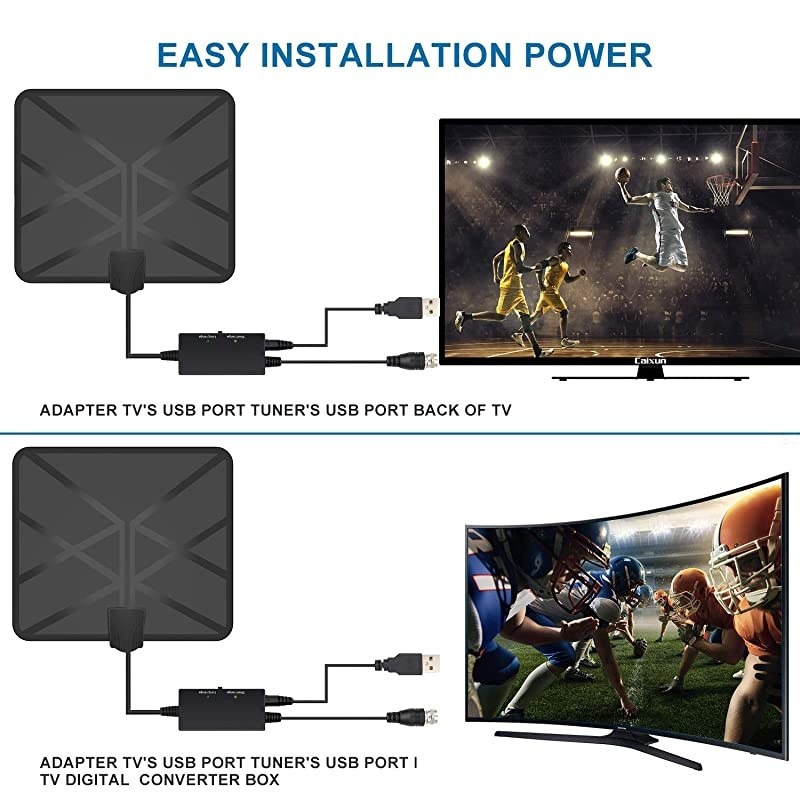 Antenna,130+ Miles Long Range Indoor Digital TV Antennas with Switch Amplifier Signal Booster for Local Channels 4k HD 1080P 2016P All Older TV's - 16.5ft Coax Cable