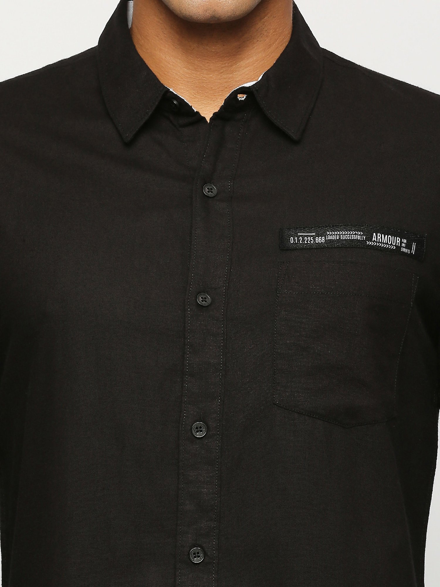 SOLEMIO Black Slim Fit Cotton Shirt