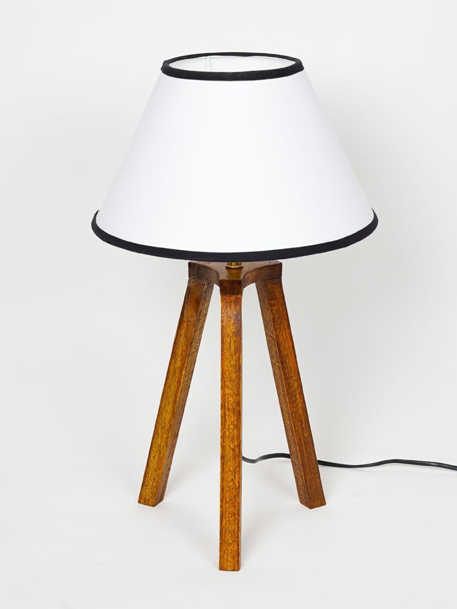 Kapoor Lamp Shades Honey & White Wood Griffith Tripod Cotton Shade Table Lamp