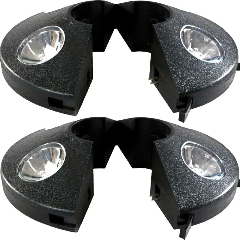 Sunnydaze Outdoor 4-Panel Cordless Battery Operated LED Patio Umbrella Pole and Tent Light - 8" - Black - 2pk