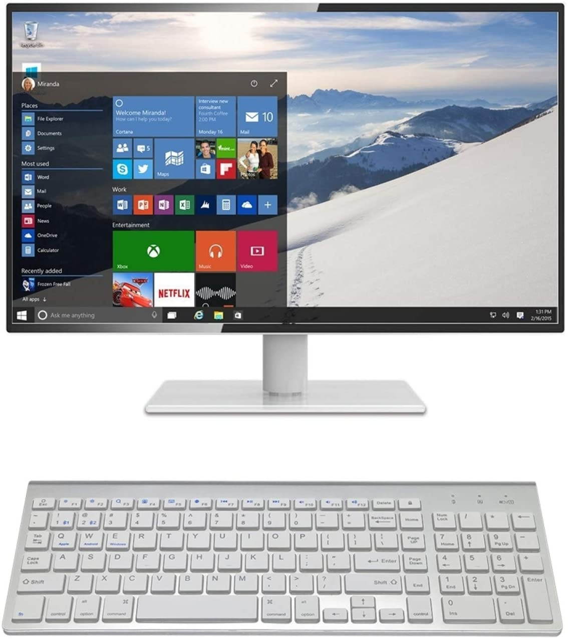 PENGYANGYANG-US Bluetooth Version: 3.0+Support Android/iOS/Windows or an Updated Version Dual Mode Dual Channel 102 Keys Wireless Bluetooth Keyboard (Color : Silver)