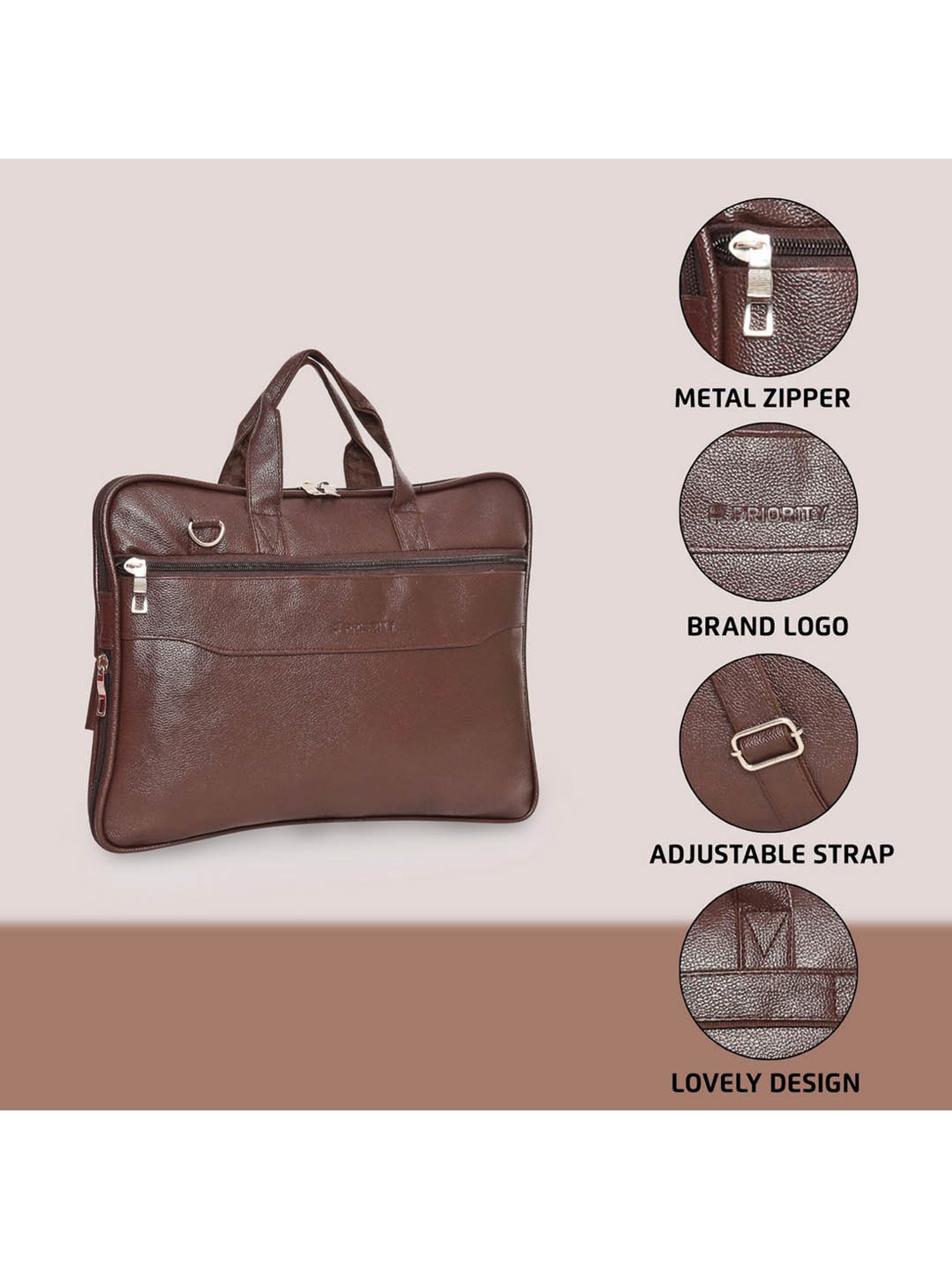 Priority Brown Synthetic Large Messenger Bag