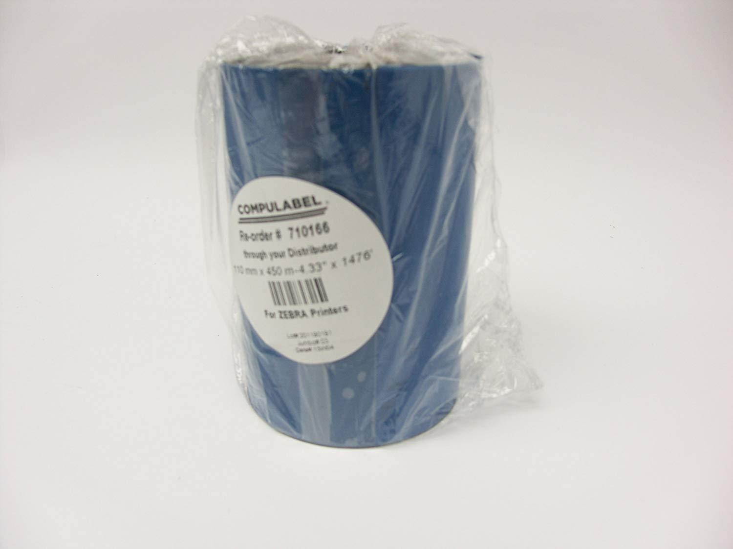 Compulabel Wax Ribbons for Zebra Thermal Transfer Printers, 4.33 x 1476 Feet, 110 Millimeter x 450 Meter, Produces Sharp Text and Bar Codes (710166)