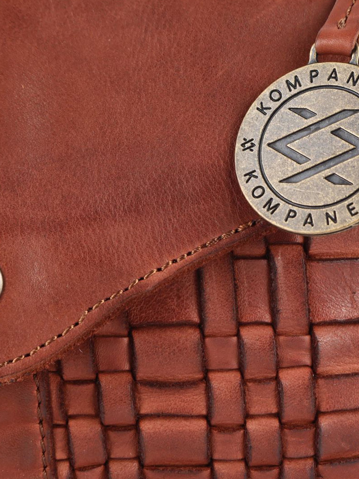 KOMPANERO Mia Cognac Leather Textured Sling Handbag