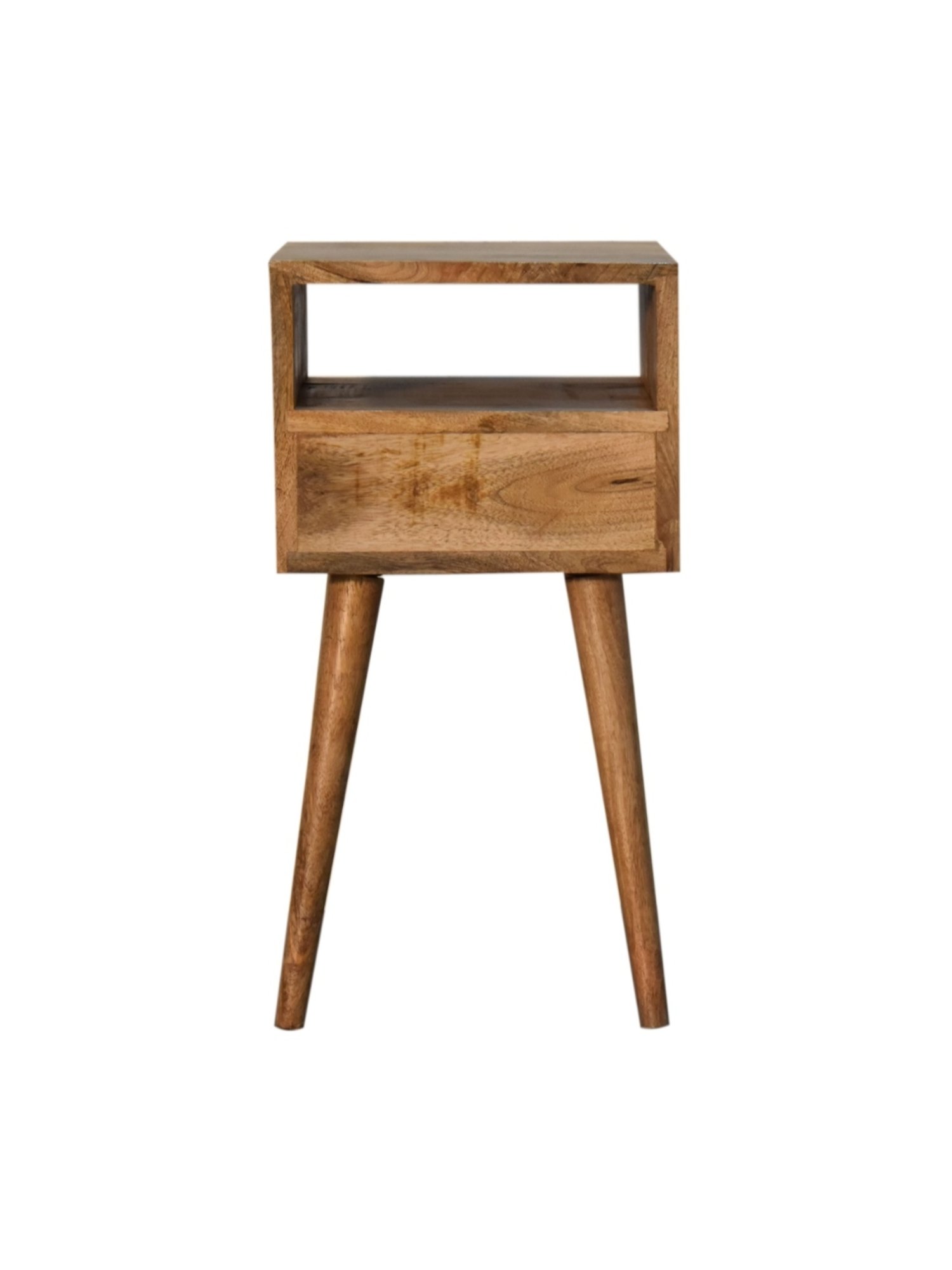 Artisan Furniture Solid Brown Mango Wood Side Table Sky Blue Finish