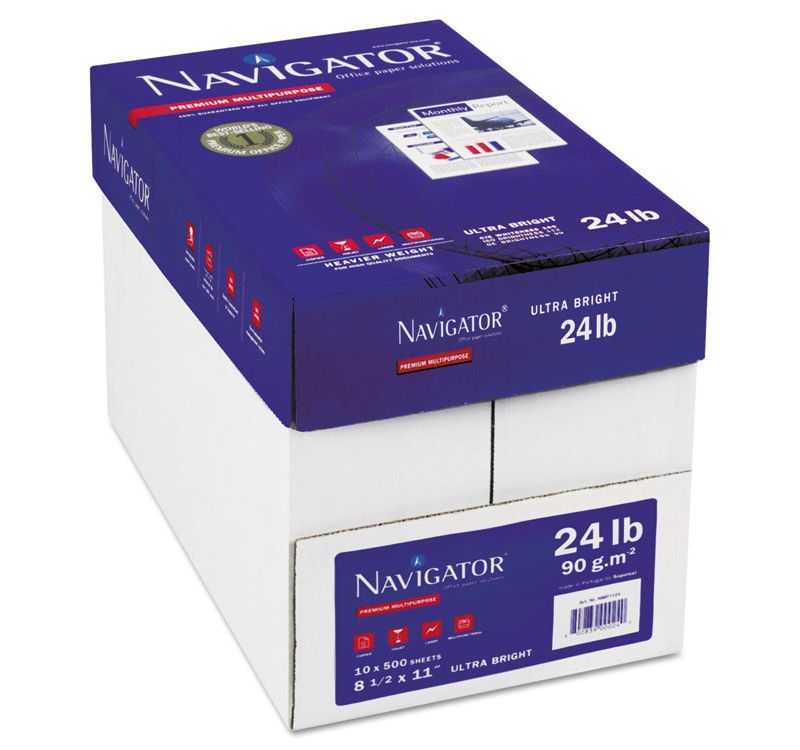 Navigator Platinum Paper 99 Brightness 24lb 8-1/2 x 11 White 5000/Carton NPL1124