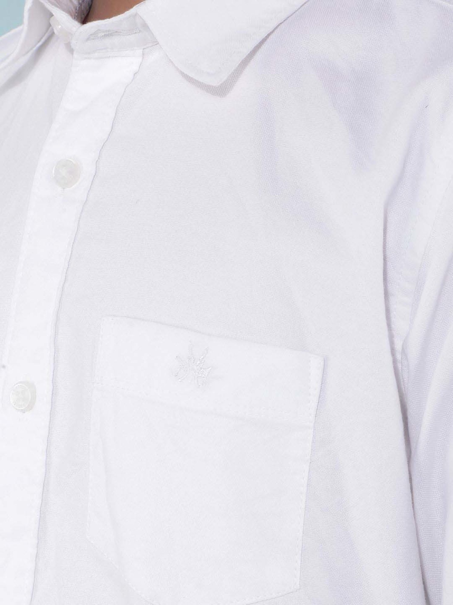 Crimsoune Club Boys White Cotton Solid Full Sleeves Shirt