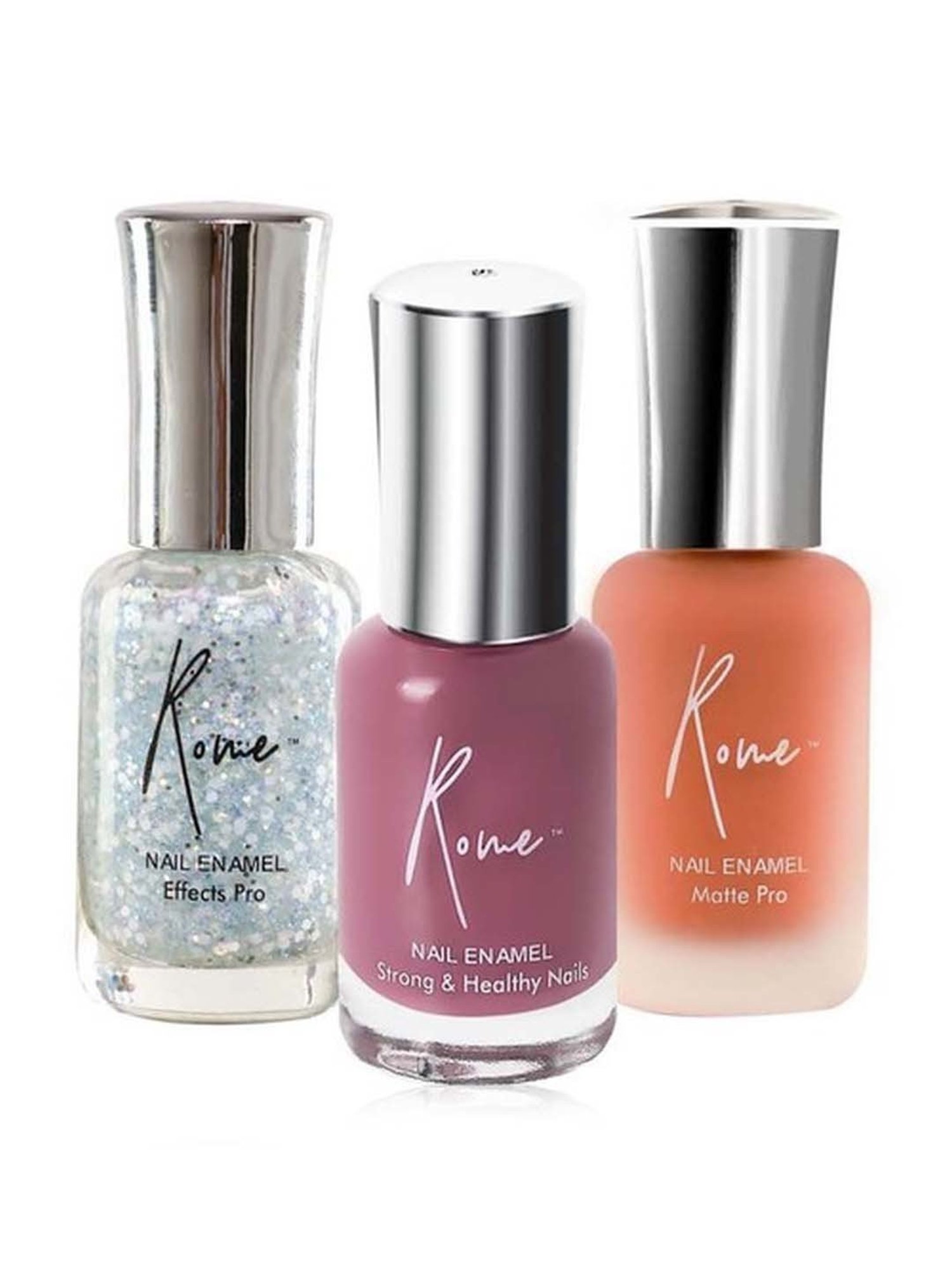 Rome Set of 3 Strong & Healthy, Matte Pro & Effects Pro Nail Enamel