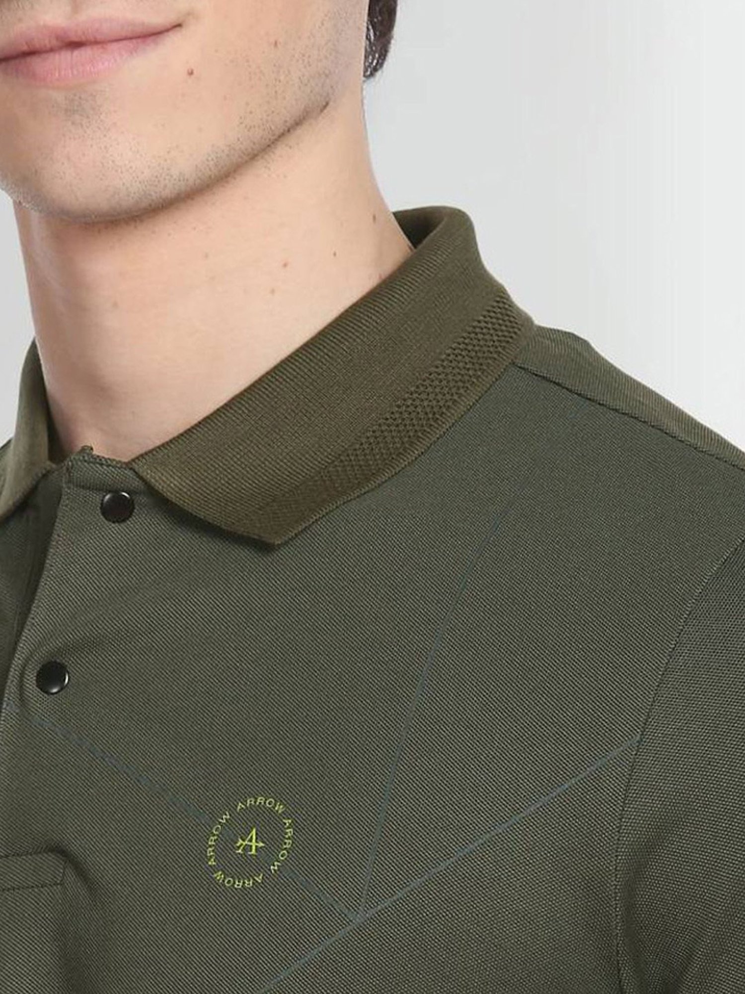 Arrow New York Green Cotton Regular Fit Printed Polo T-Shirt