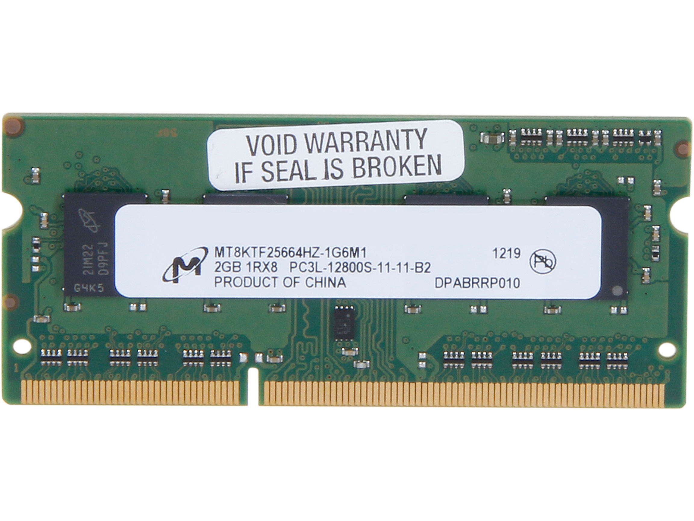 Micron 1GB 204-Pin DDR3 SO-DIMM DDR3L 1600 (PC3L 12800) Laptop Memory Model MT8KTF25664HZ-1G6M1