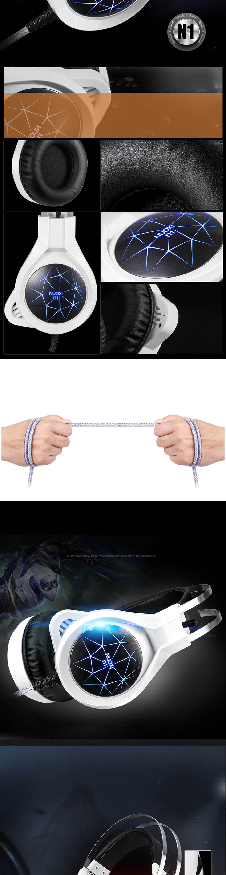 Heavy Bass Light Comfortable Computer Games LED Luminous Headphone with 3.5 mm Jack Earphone Microphones Headset