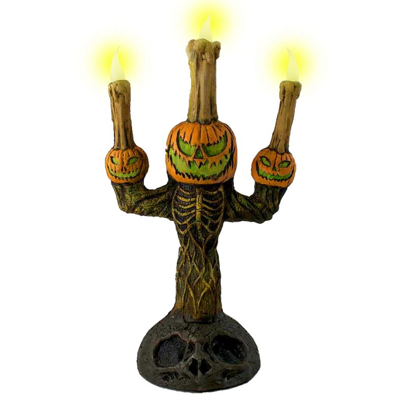 Tekky Striking Pumpkin Candelabra, Orange
