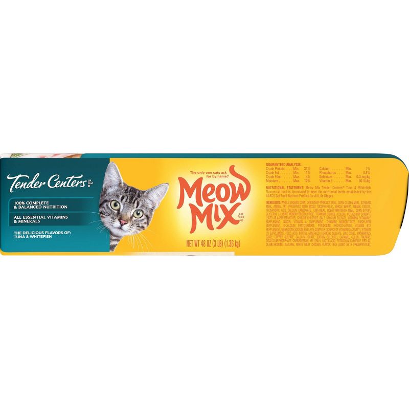 Meow Mix Tender Centers with Flavors of Tuna & Whitefish Adult Complete & Balanced Dry Cat Food - 3lbs
