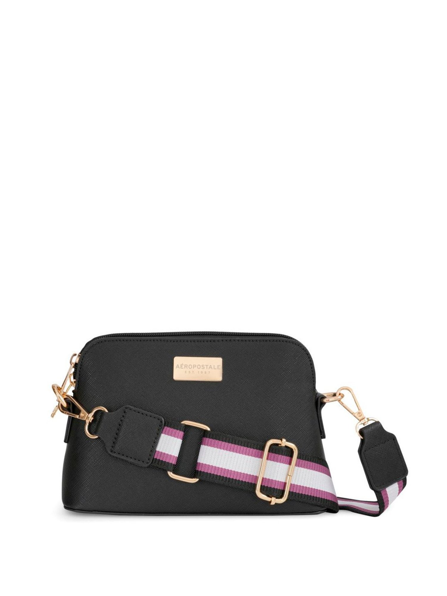 Aeropostale Cailyn Black PU Solid Sling Handbag