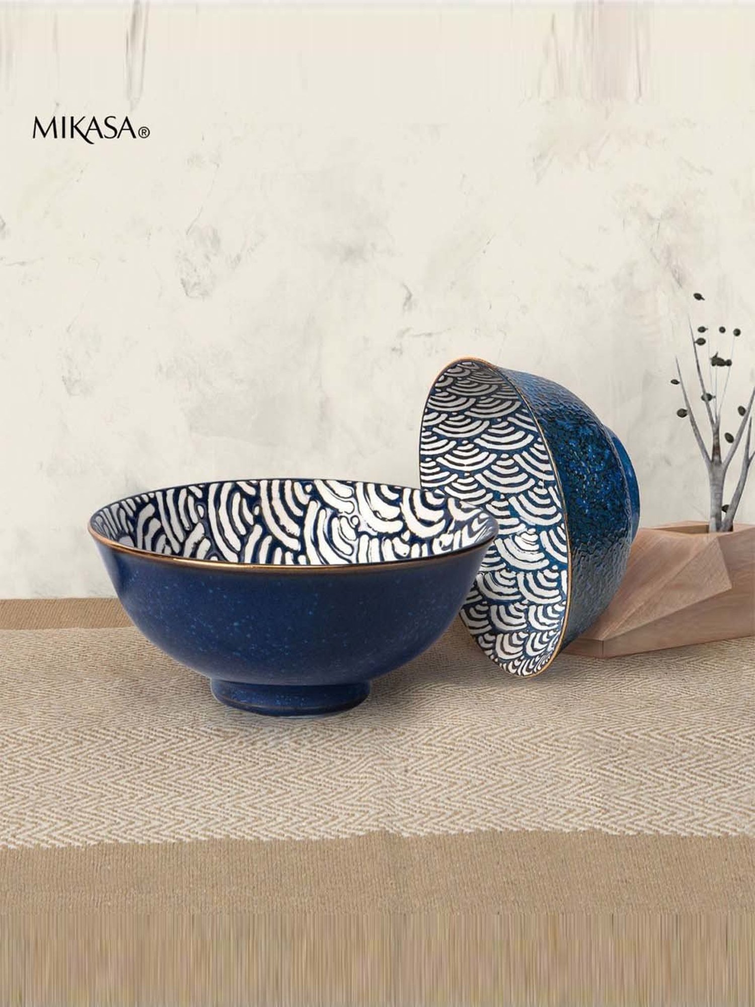 Mikasa 2-Piece Blue Medium Perfection Satori Serving Bowl Set