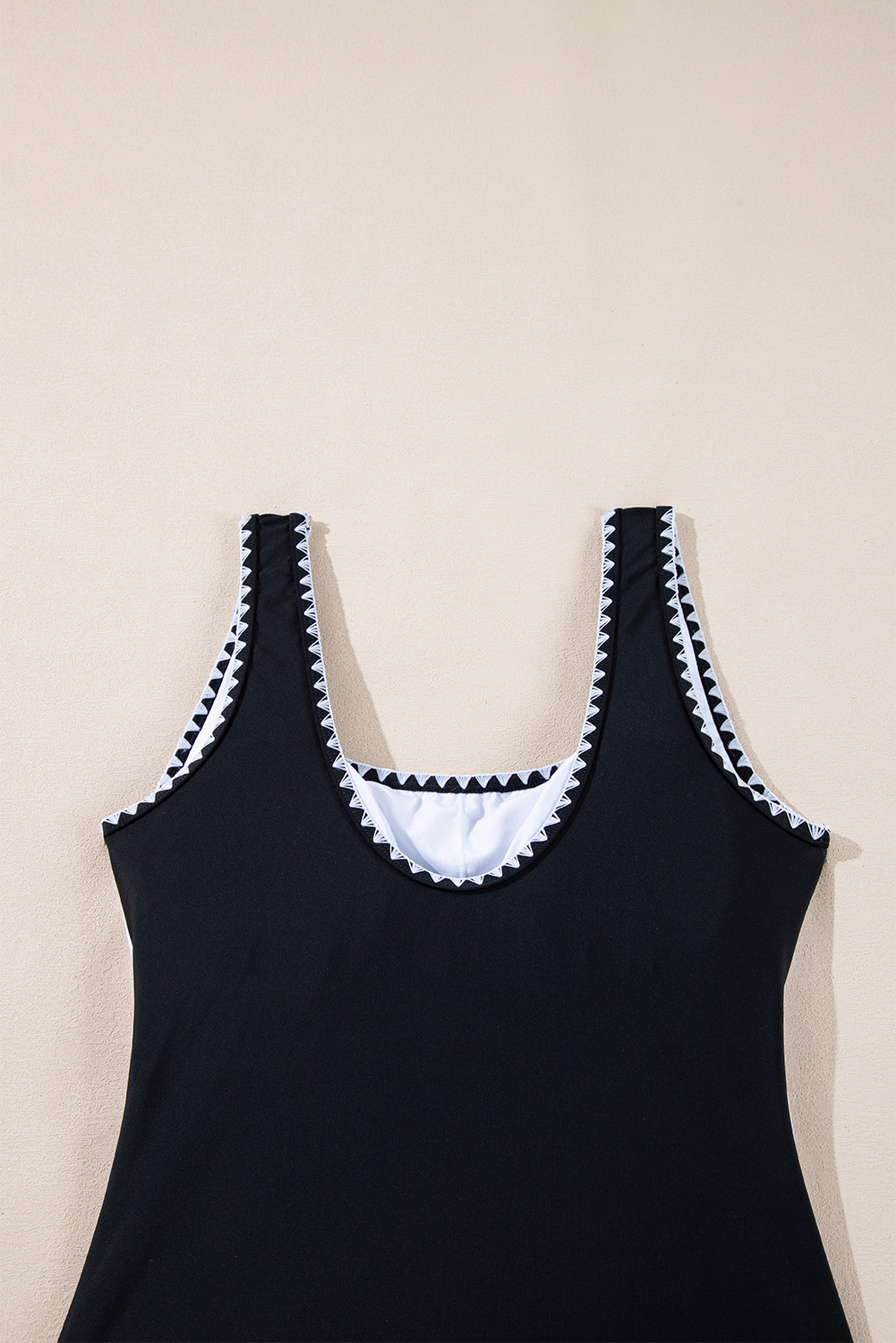 Black Plant Print Zip Front Half Sleeve One Piece Swimsuit