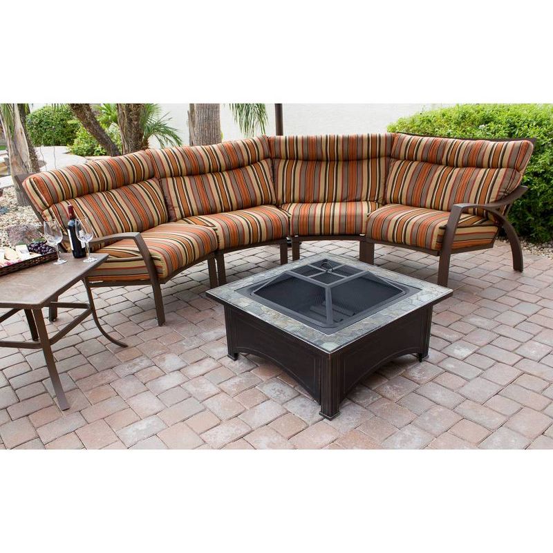 Wood Burning Fire Pit with Square Slate Table - AZ Patio Heaters