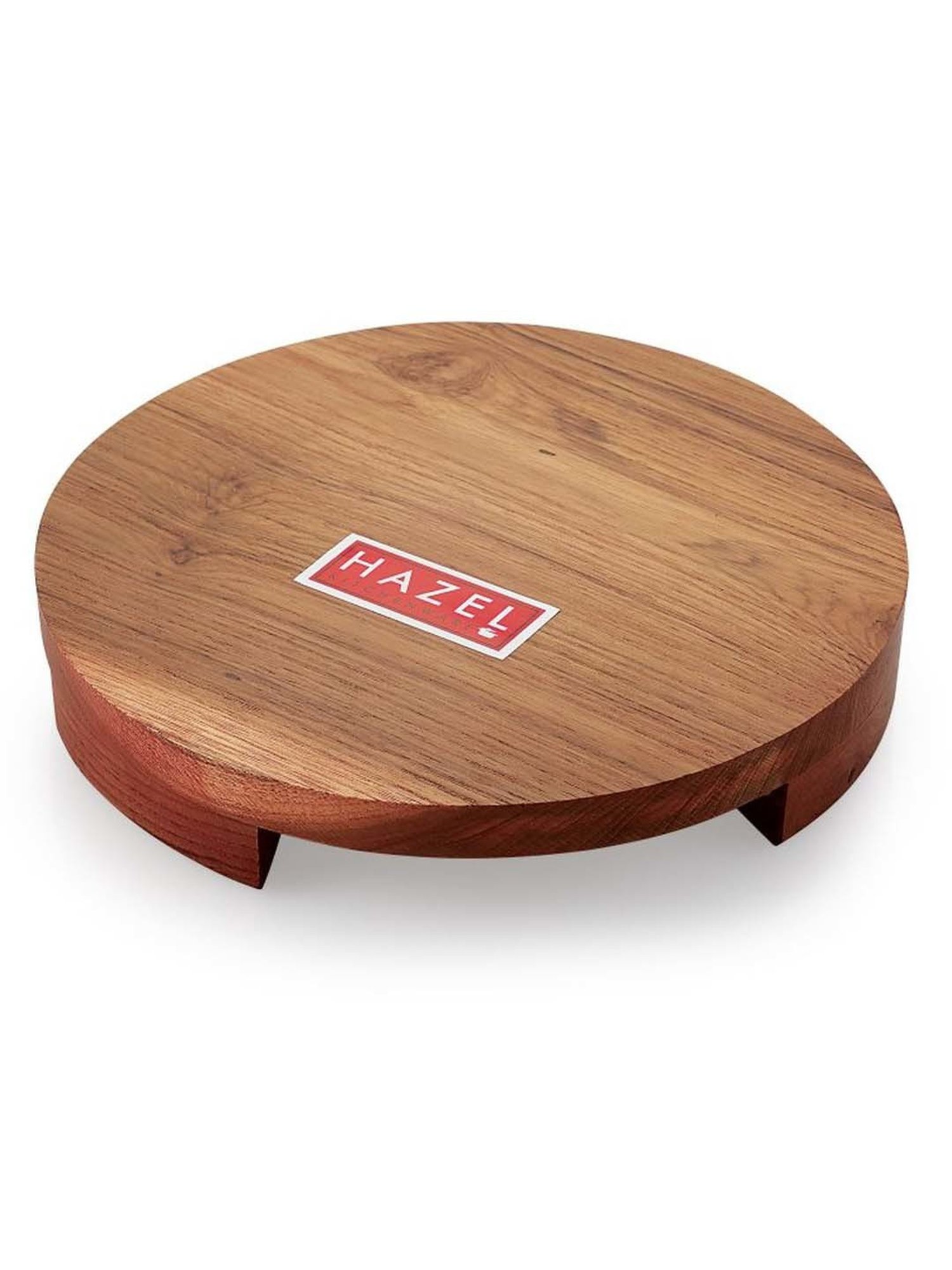 HAZEL Brown Wood 24 cm Plopat Sagwan Chakla With Roti Roller Combo