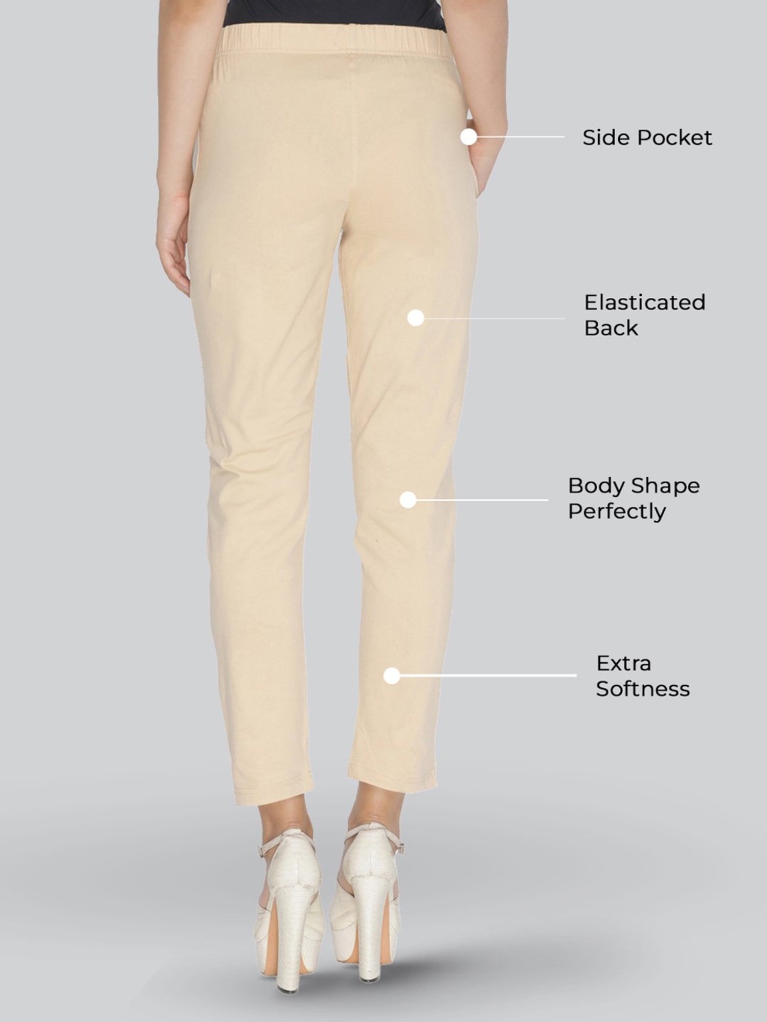 Lyra Tan Cotton Ankle Length Pants