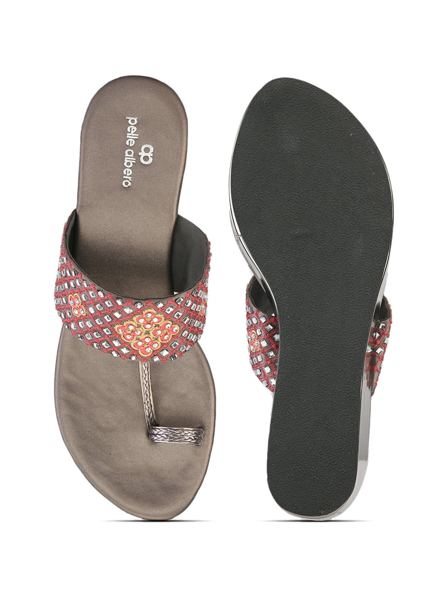 Pelle Albero Women's Grey Toe Ring Wedges