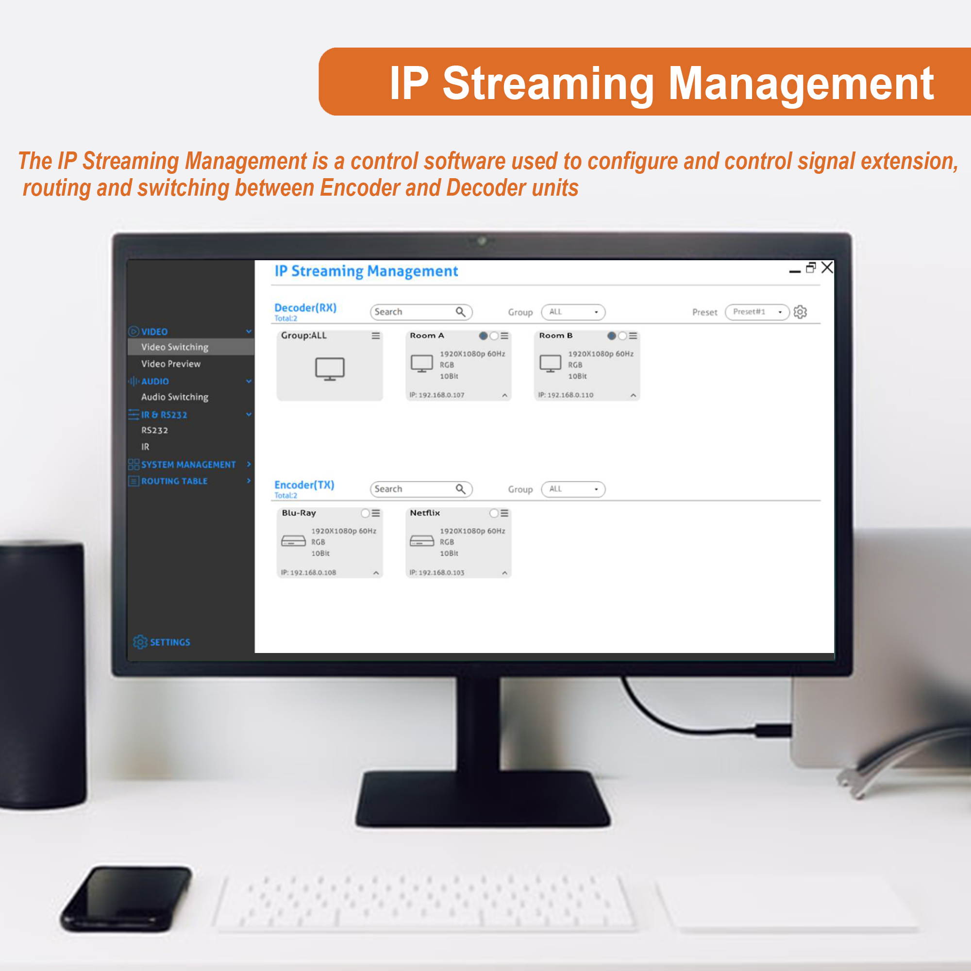 J-Tech Digital HDMI H.264 Decoder | 1080P N2N AV Over IP Matrix + 5x5 Video Wall [JTECH-IP200D]