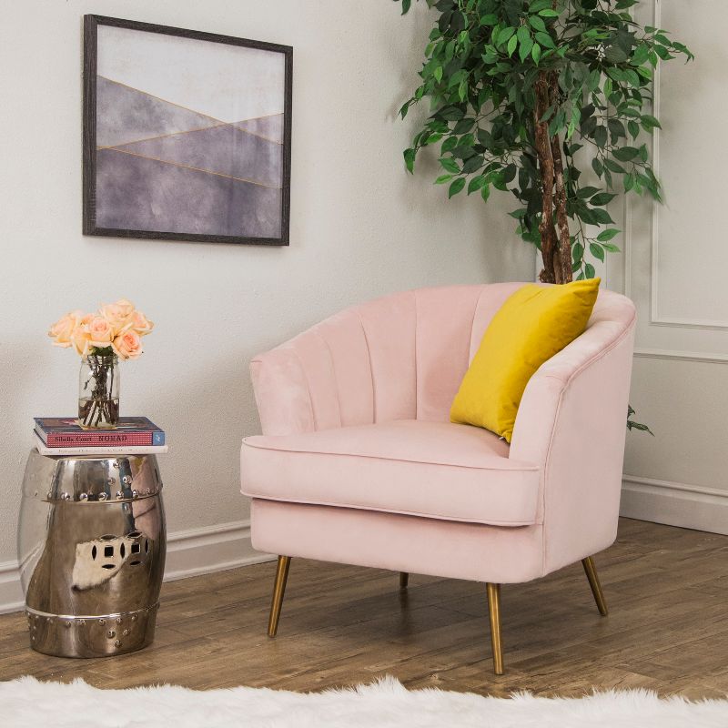 Sanibel Blush Channel Tufted Velvet Accent Chair Pink - Abbyson Living