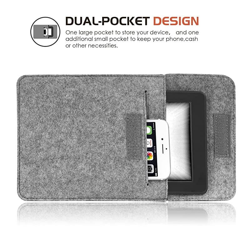 Sleeve for Kindle PaperwhiteKindle Voyage Protective Felt Cover Case Pouch Bag for  Kindle PaperwhiteVoyageKindle8th Gen 2016 Kindle Oasis 6Inch EReader Light Gray
