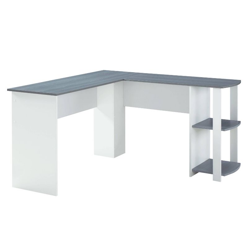 Modern L Shaped Desk with Side Shelves Gray - Techni Mobili