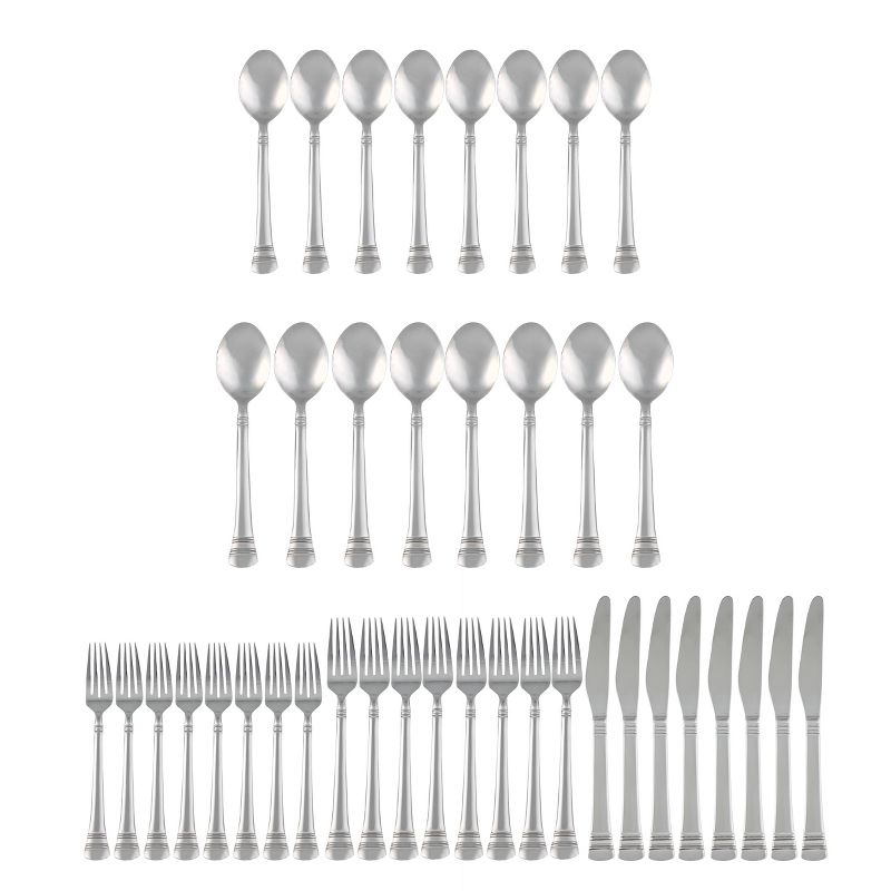 41pc Stainless Steel Burbank Mirror Silverware Set with Holder - Cambridge Silversmiths