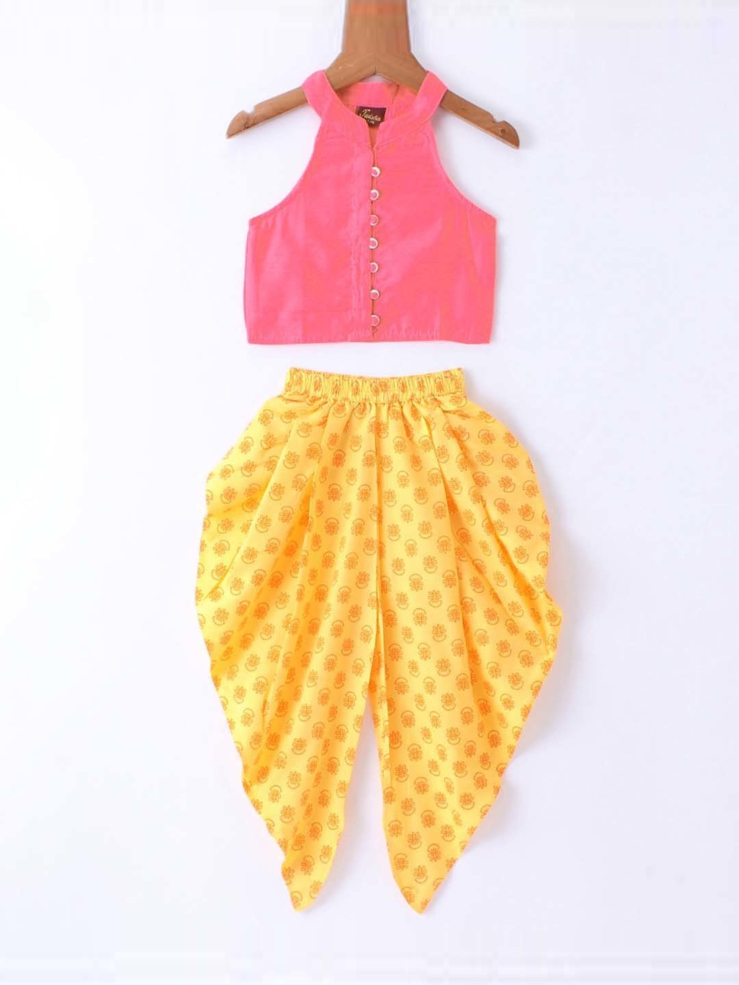 TWISHA Kids Pink & Yellow Regular Fit Top Set