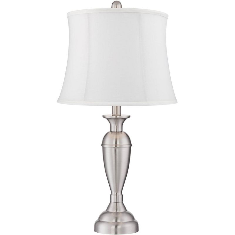 Regency Hill Blair Brushed Nickel Metal Cream Shade Table Lamps Set of 2