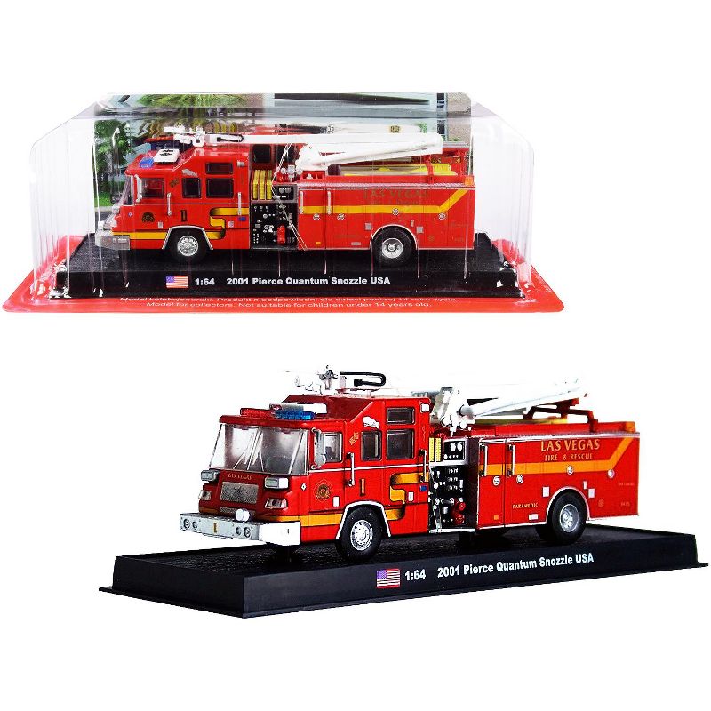 2001 Pierce Quantum Snozzle Fire Engine Red "Las Vegas Fire & Rescue Department" (Nevada) 1/64 Diecast Model by Amercom