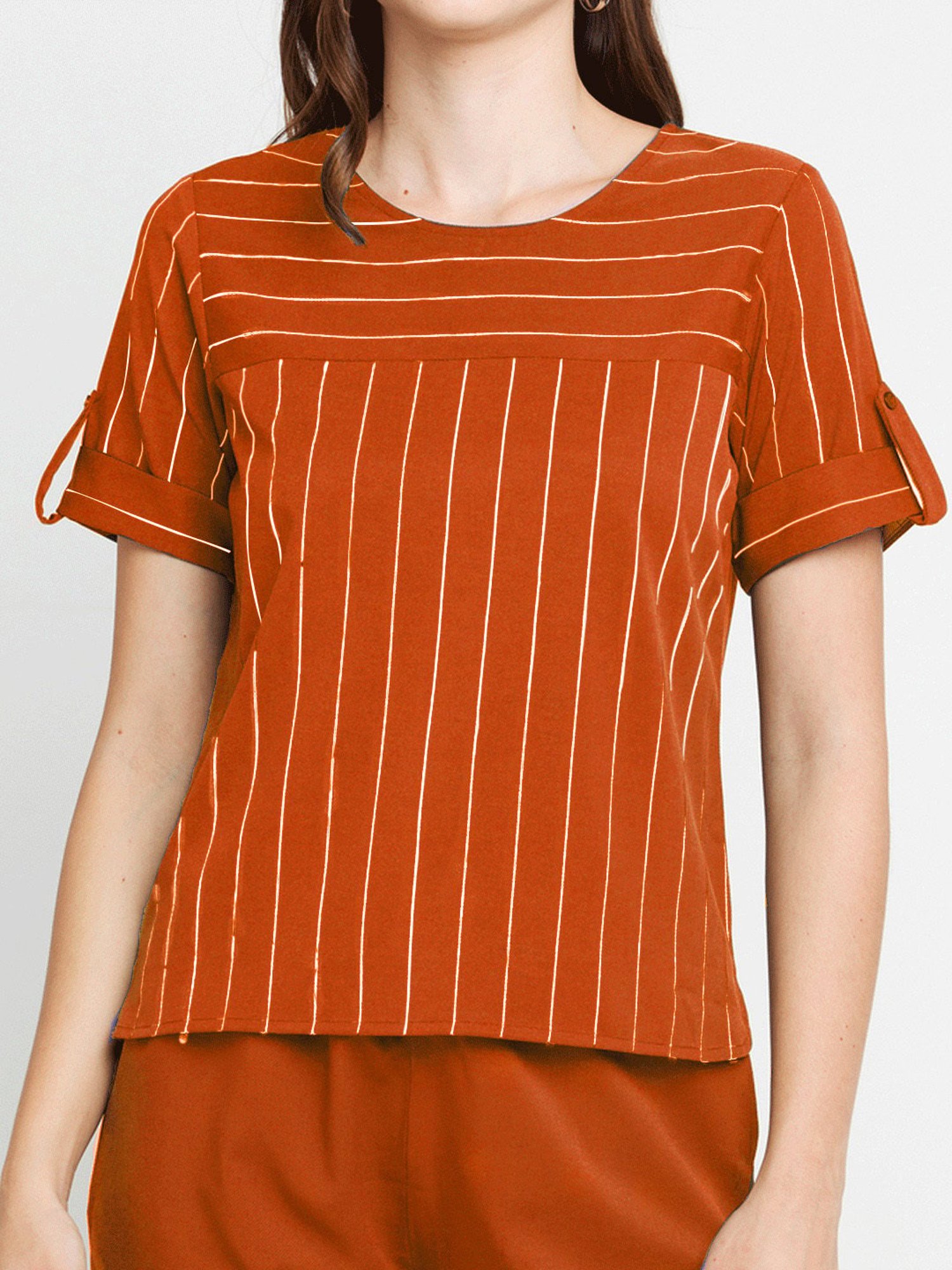 Zink London Brown Striped Top